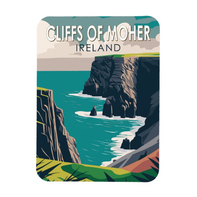 Ímã Cliff of Moher Ireland Viagem Art Vintage (Vertical)