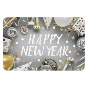 Ímã Clipart de Festa de Ano Novo Dourado