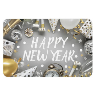 Ímã Clipart de Festa de Ano Novo Dourado