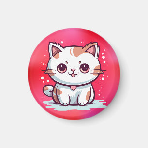 Imã Clipart de Gato Fofo Estilo Kawaii
