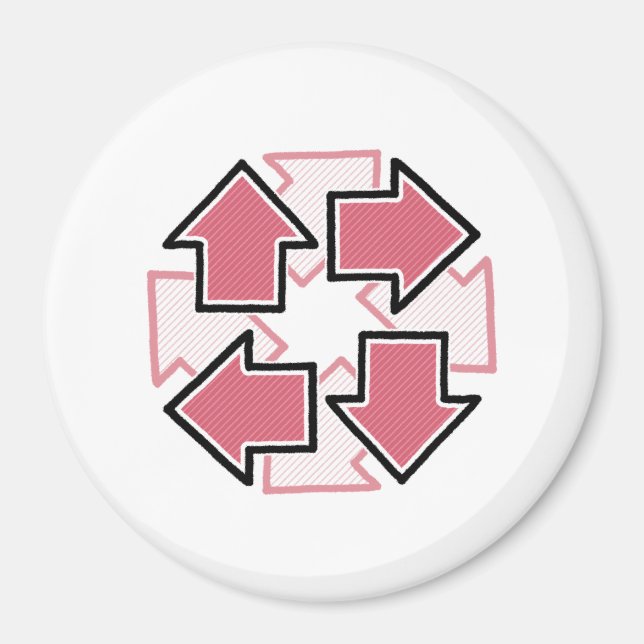 Imã Clockwise Arrows Minimal Geometric Red (Frente)