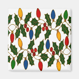 Imã Cloisonne Art Christmas Lights and Holly