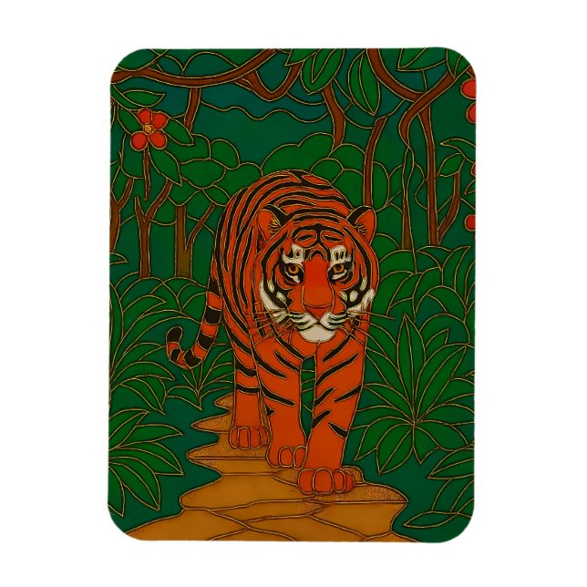 Ímã Cloisonne Art Tiger on the Jungle Path (Vertical)