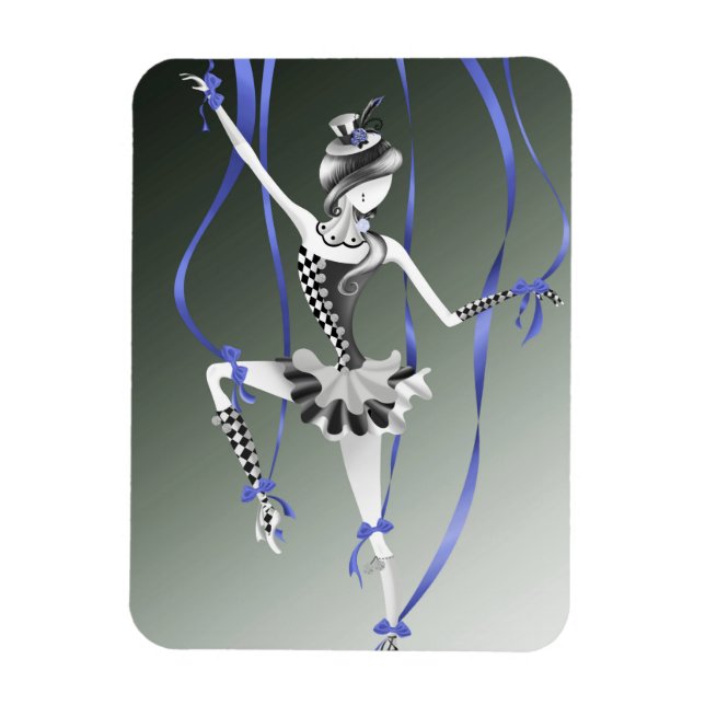 Ímã Clown Puppet Ballerina Blue Ribbon Fridge Magnet (Vertical)