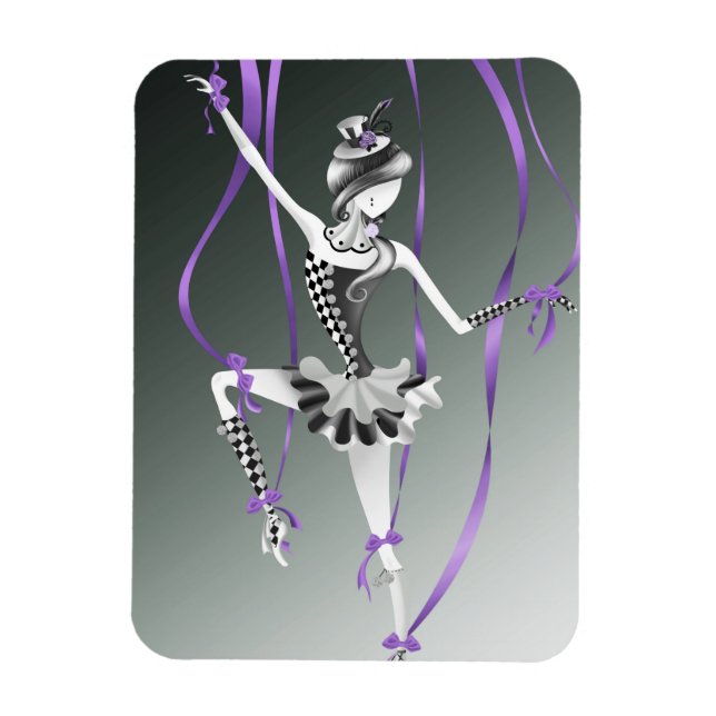 Ímã Clown Puppet Ballerina Purple Ribbon Fridge Magnet (Vertical)