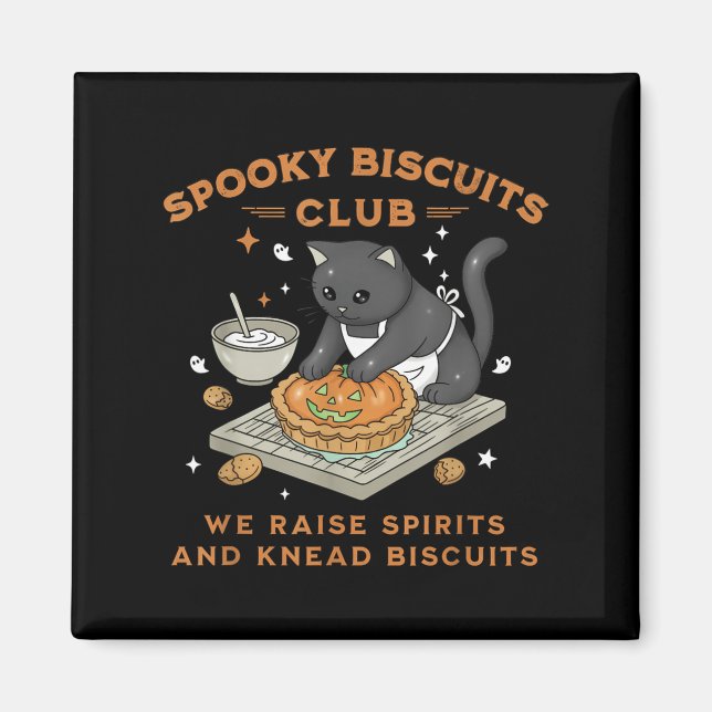 Imã Clube de Biscoitos Assustadores Gato Preto Abóbora (Frente)