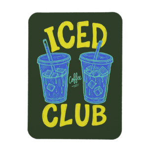 Ímã Clube de Café Gelado Azul Amarelo de Verão Amante