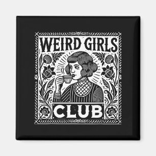 Imã Clube de Garotas Estranhas Linocut Vintage Retrove