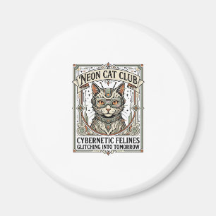 Imã Clube de Gatos Neon Gato Cyberpunk Arte Vetorial V