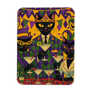 Ímã Clube de Martini de Gato Preto Carnaval Futurista