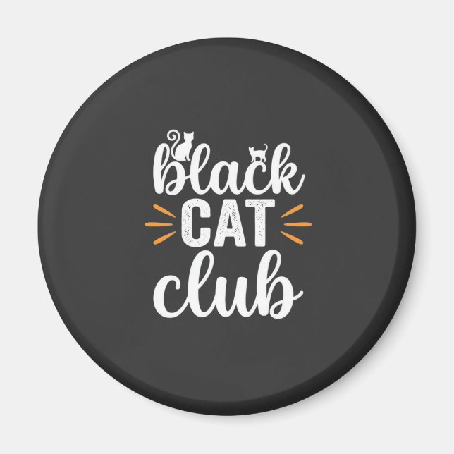 Imã Clube do Gato Preto Design de Halloween (Frente)