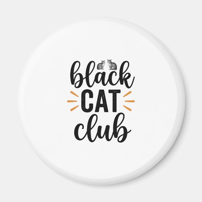 Imã Clube do Gato Preto Design Vector para Amantes de  (Frente)