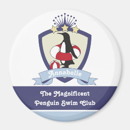 Imã Clube Personalizado de Nadação Crest Cute Penguin