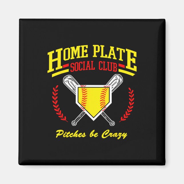 Imã Clube Social da Placa do Softbol para Mães da Linh (Frente)