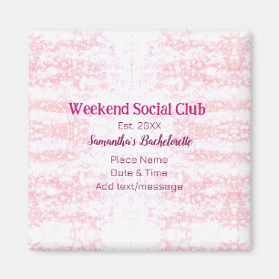Imã Clube social de fim de semana rosa brilho despedid