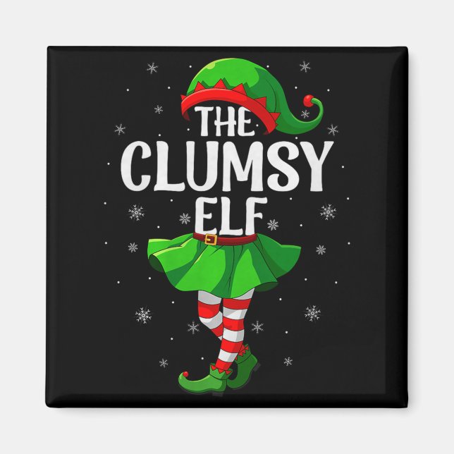 Imã Clumsy Elf Christmas Girls Women Elf Squad Xmas Fa (Frente)