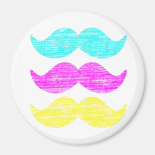 Imã CMY Mustaches (estilo letterpress)