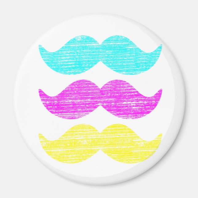 Imã CMY Mustaches (estilo letterpress) (Frente)
