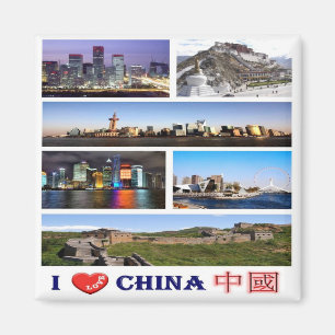 Imã CN - China - I Love - Collage Mosaic