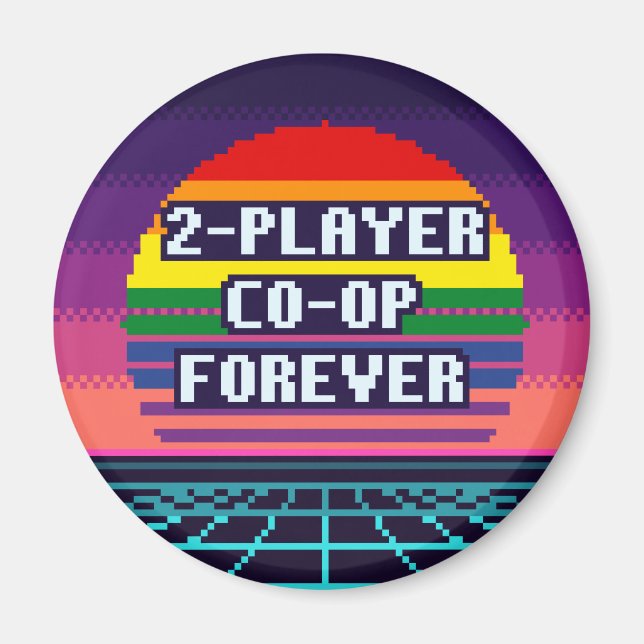 Imã Co-op para dois jogadores Orgulho Eterno Pixel Mag (Frente)