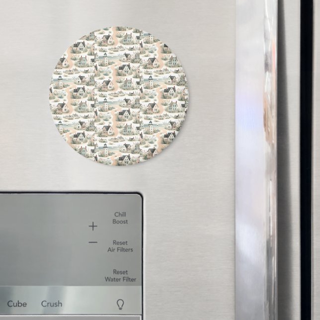 Imã Coastal Cottage Lighthouse Pattern (In Situ (Fridge))