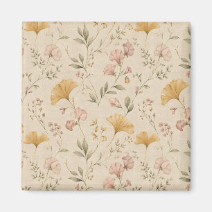 Imã Cobertura de Blank Floral Vintage Mostarda Botânic