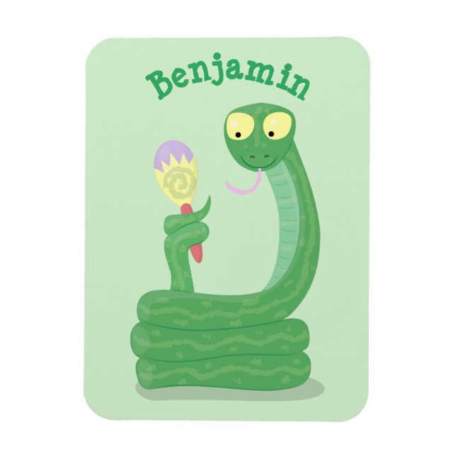 Ímã Cobra verde engraçado com desenhos de maraca (Vertical)