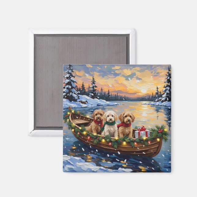Imã Cockapoo Christmas Boat Holiday (Front/Back)