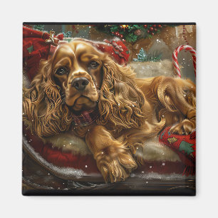 Imã Cocker Spaniel Cachorro Natal Festivo