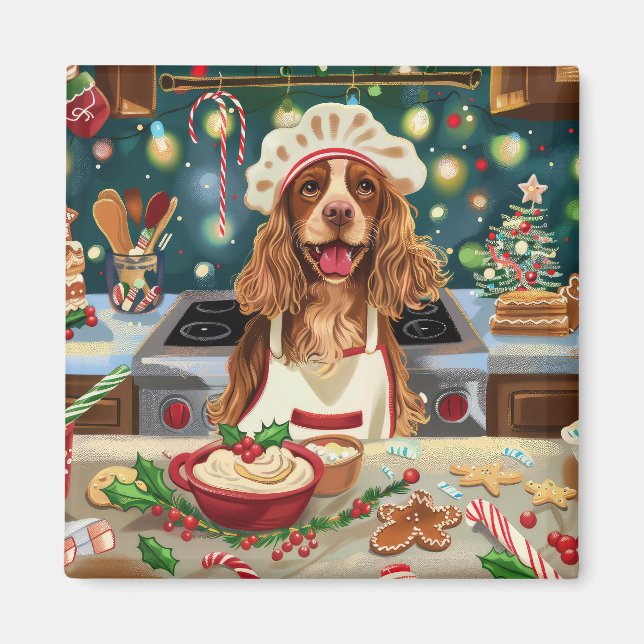 Imã Cocker Spaniel Confeitaria de Férias: Natal Festiv (Frente)