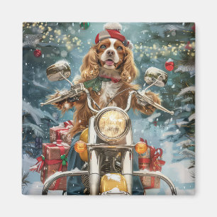Imã Cocker Spaniel Dog Andando na Motocicleta