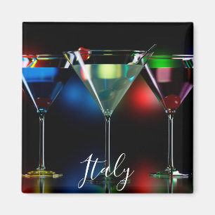 Imã Cocktails diferentes em óculos de martini com luze