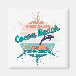 Imã Cocoa Beach Florida Retro Vintage Sunset