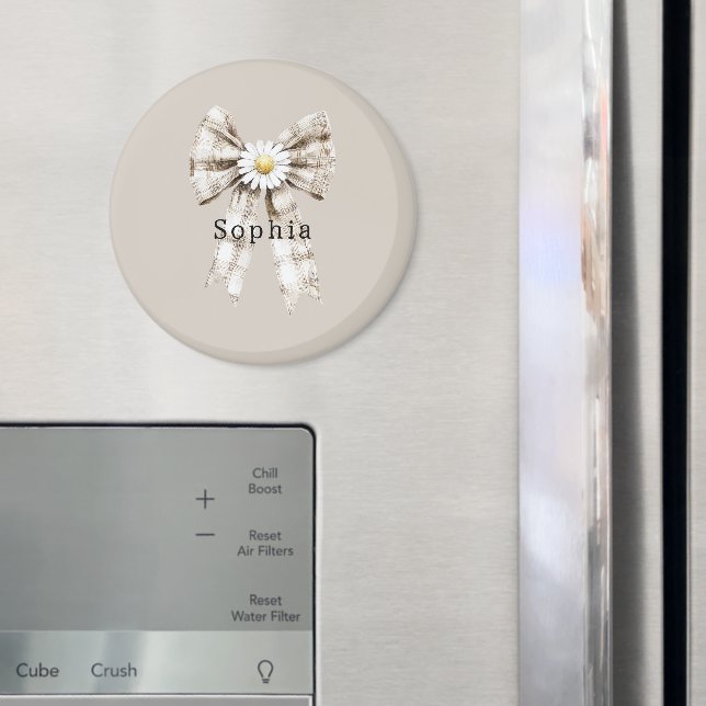 Imã Cocoa Cream White Bow Daisy Flowers   (In Situ (Fridge))