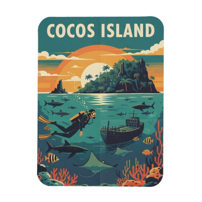 Ímã Cocos Island Scuba Diver (Vertical)