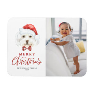 Ímã Cód. Aquarela Papais noeis Maltês Foto do Natal