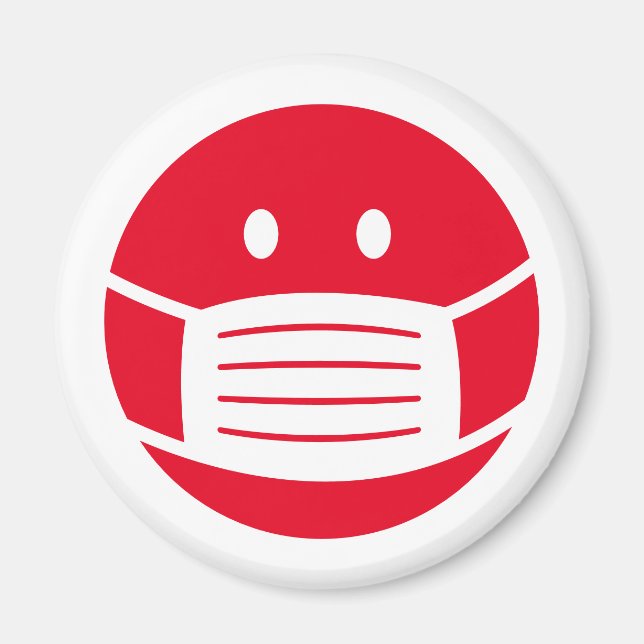 Imã Codificador de ícones de emoji de máscara sorriden (Frente)