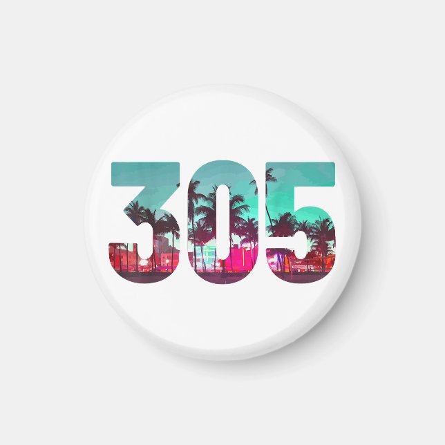 Imã Código de Área de Miami 305 - Prítico de Palmeiras (Frente)