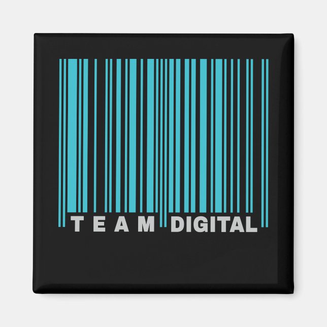Imã Código de barras digital de equipe para nerd (Frente)