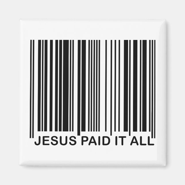 Imã Código de barras UPC de Salvação Cristã Jesus Pago (Frente)