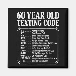 Imã Código de texto de 60 anos de idade no verso
