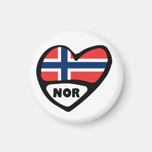 Imã Código do País da Noruega Flag Heart, NOR