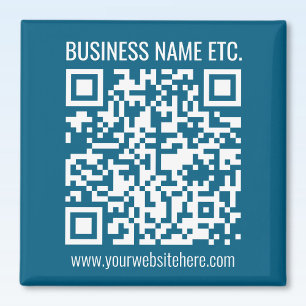 Imã Código QR azul do oceano editável