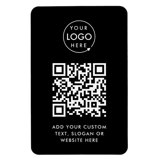 Ímã Código QR | Black Business Logo Professional Moder (Vertical)