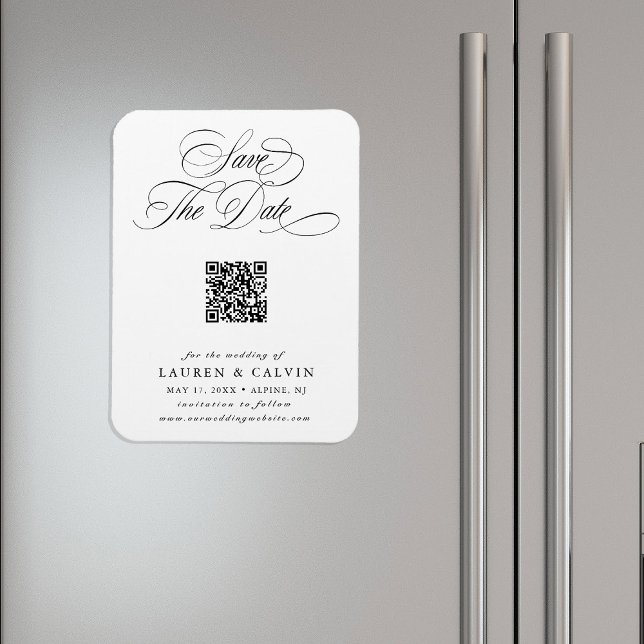 Ímã Código QR de Caligrafia Romântica para Casamento S (Criador carregado)