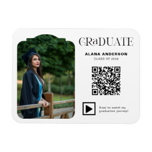 Ímã Código QR de Foto de Formatura Moderna Minimal Arc