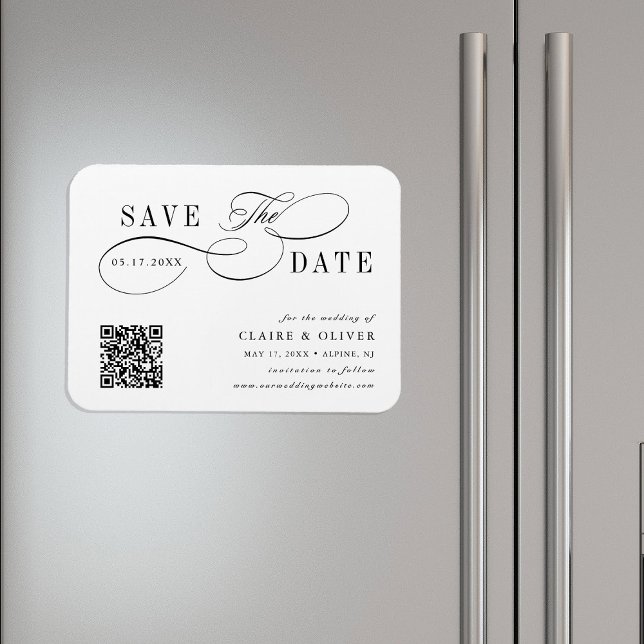 Ímã Código QR de Letra Caligráfica Giratória Romântica (Criador carregado)