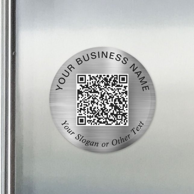 Imã Código QR de Negócios Prata Promocional (Business QR Code Silver Promotional Magnet)