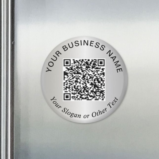 Imã Código QR de Negócios Prata Promocional (Business QR Code Silver Promotional Magnet)