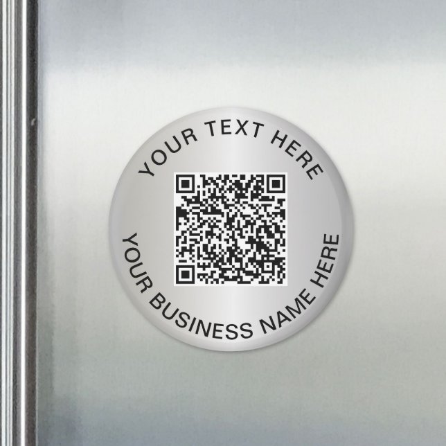 Imã Código QR de Negócios Promo Prata (Silver QR Code Business Promo Magnet)